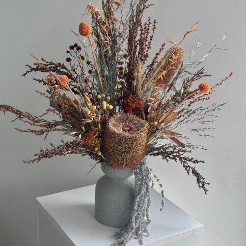 Native blue dried flower arrangement