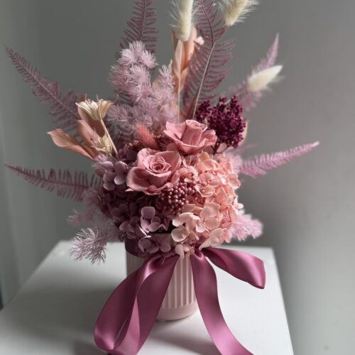 Pink preserved rose arrangement
