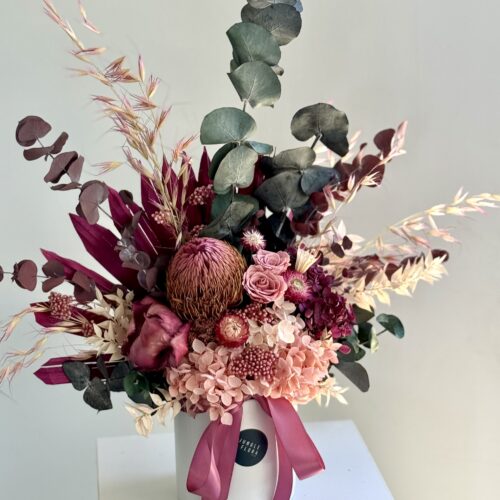 Pink maroon dried & preserved arrangement