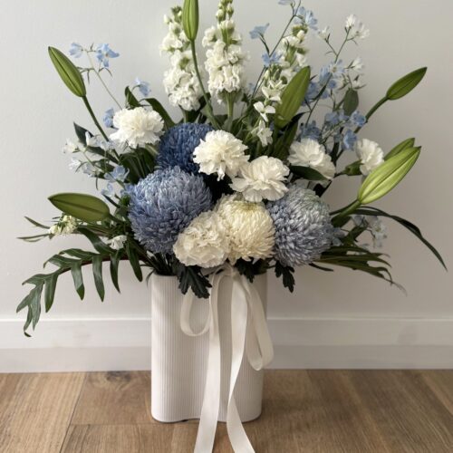 Blue hues vase arrangement