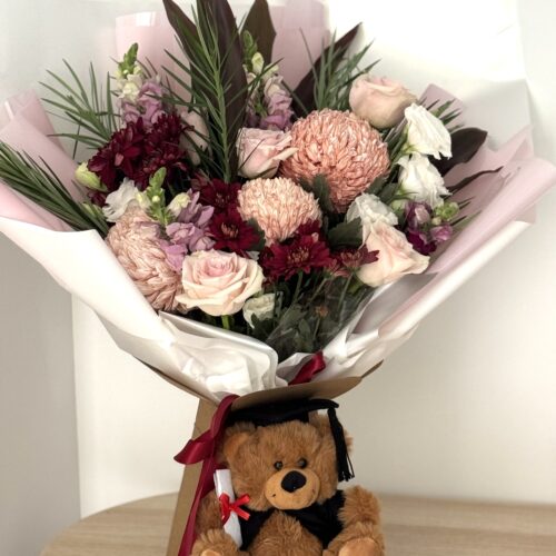 Graduation Flowers & bear