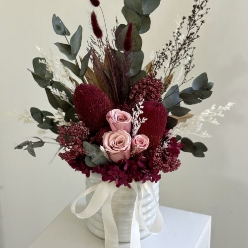 Burgundy everlasting Rose pot