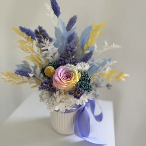 Rainbow preserved rose mini arrangement