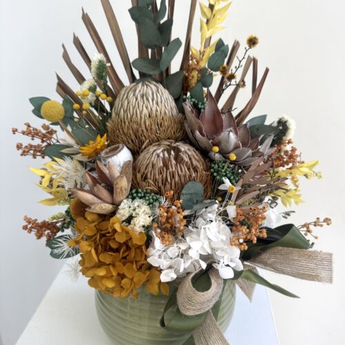 Native yellow banksia dried arrangement