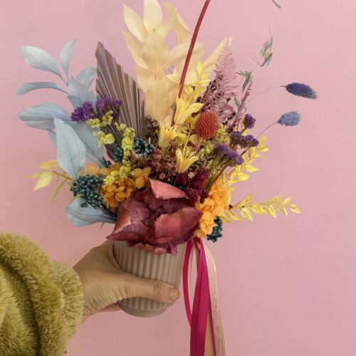 Bright preserved flower arrangement