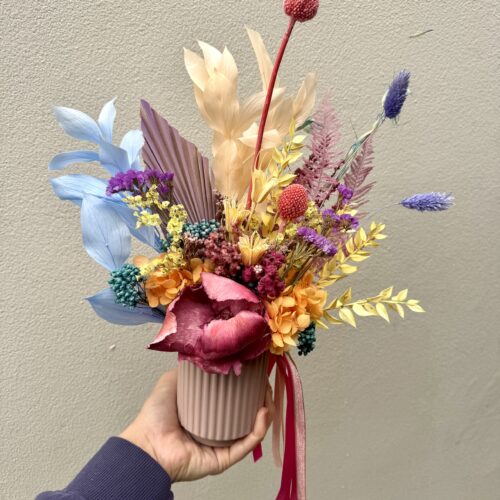 Bright preserved flower arrangement