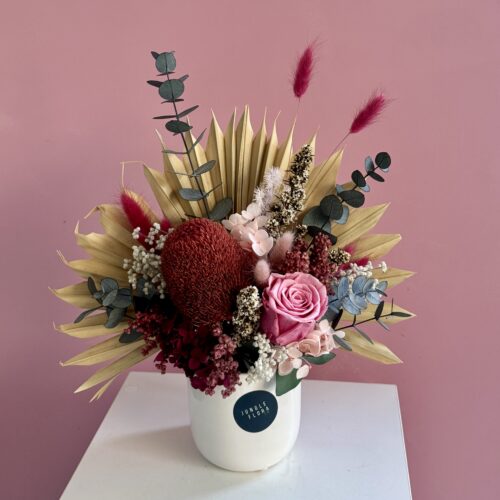 Pink preserved rose arrangement