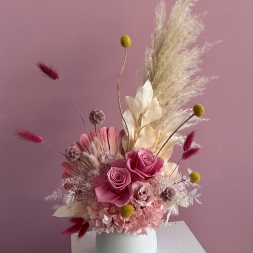 Pink perfection preserved arrangement
